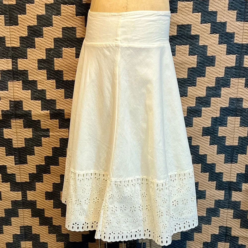 Eyelet lace buttercream midi full‎ a-line skirt cottagecore prairie boho y2k - Picture 7 of 14
